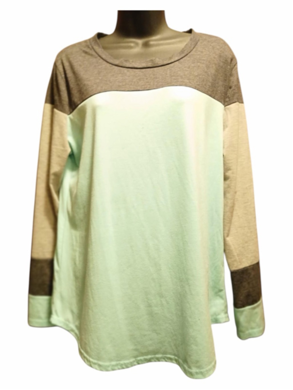 Tobrief Women's Color-Block Long Sleeve Knit Top - Size L - INV384 A3